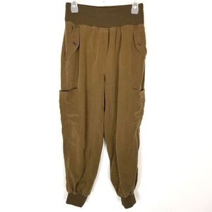 Maeve by Anthropologie Women Cropped Jogger Pants Size S Olive Pull On